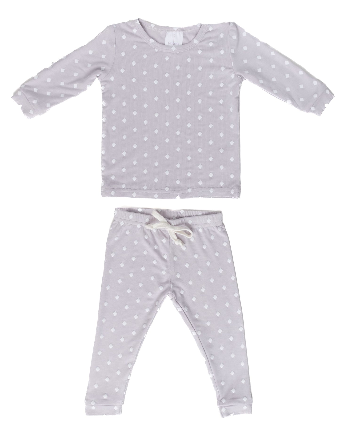 PAJAMA SET IN HEATHER WITH DIAMOND PATTERN